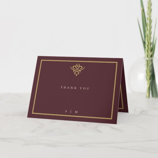 Old Money Burgundy Wedding Folded  Bedankkaart (Voorkant)