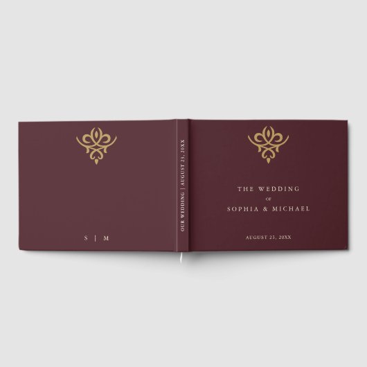 Old Money Burgundy Wedding Guest Book Gastenboek (Volledig)