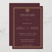 Old Money Burgundy Wedding Invitation Kaart (Voorkant / Achterkant)