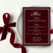 Old Money Burgundy Wedding Menu  Card Kaart