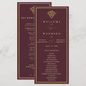 Old Money Burgundy Wedding Program Programmakaart (Voorkant / Achterkant)
