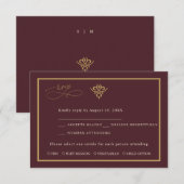 Old Money Burgundy Wedding Response Card RSVP Kaartje (Voorkant / Achterkant)