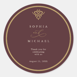 Old Money Burgundy Wedding Sticker