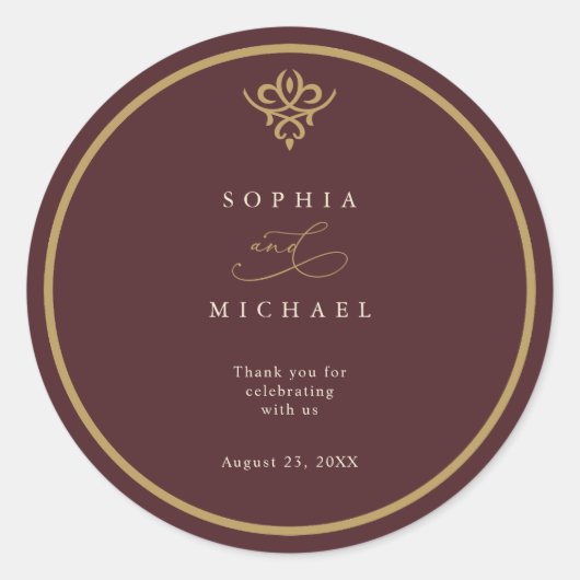 Old Money Burgundy Wedding Sticker (Voorkant)