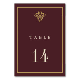 Old Money Burgundy Wedding Table Card Kaart