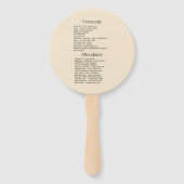 Old Money Champagne en Blush Wedding Programma Handwaaier (Achterkant)