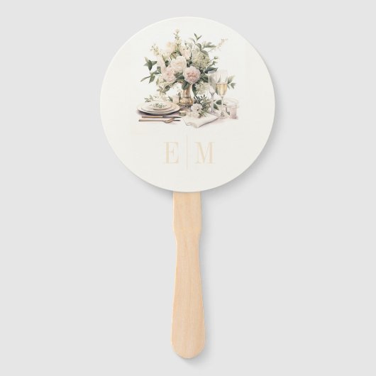 Old Money Champagne en Blush Wedding Programma Handwaaier (Voorkant)