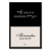 Old Money Classic Black Cream Wedding Place Card Kaart (Voorkant)