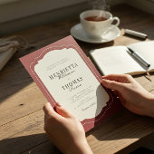 old money Classic Burgundy Script Name Wedding Kaart