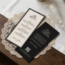 Old Money Classic Luxury Black Cream Wedding Menu