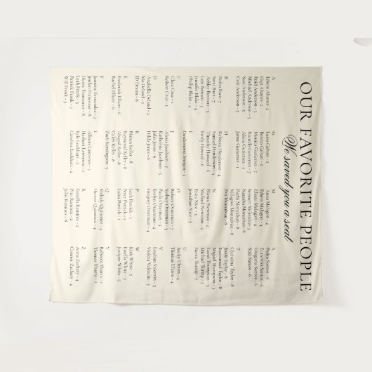 Old Money Classy Fabric Wedding Seating Chart Sign Wandkleed (Voorkant (horizontaal))