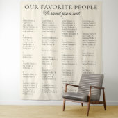 Old Money Classy Fabric Wedding Seating Chart Sign Wandkleed (In situ)