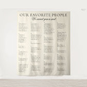 Old Money Classy Fabric Wedding Seating Chart Sign Wandkleed (Voorkant)