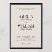 Old Money Classy Timeless Black Cream Wedding Kaart (Voorkant)