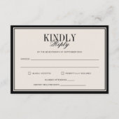 Old Money Classy Timeless Black Cream Wedding RSVP Kaartje (Voorkant)