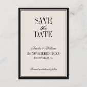 Old Money Classy Timeless Black Cream Wedding Save The Date (Voorkant)