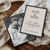 Old Money Classy Timeless Black Cream Wedding Save The Date