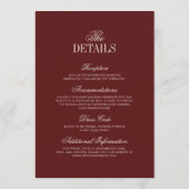 Old Money Classy Timeless Burgundy Wedding Kaart (Achterkant)