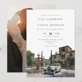 Old Money Country Estate Photo Wedding Kaart