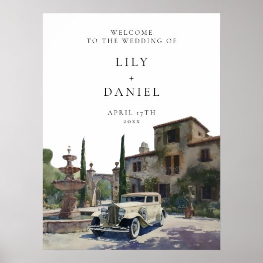 Old Money Country Estate Wedding Welcome Sign Poster (Voorkant)