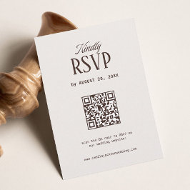 Old Money Crème & Bruine Huwelijks RSVP Kaart Qr C