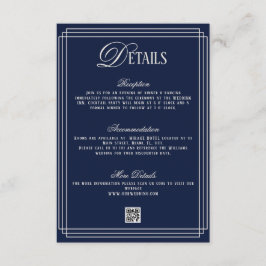 Old Money Dark Blue Wedding Details  Informatiekaartje