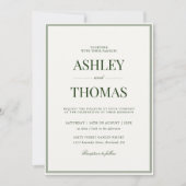 Old Money Dark Green Wedding Kaart (Voorkant)