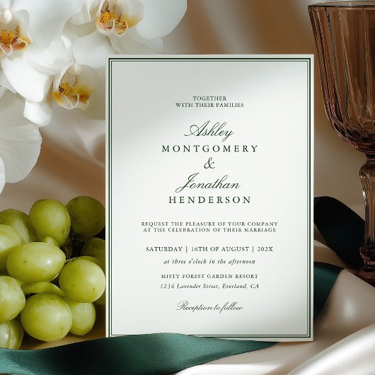 Old Money Dark Green Wedding Kaart