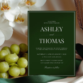 Old Money Dark Green Wedding Kaart