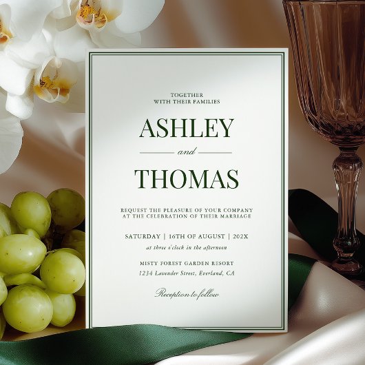 Old Money Dark Green Wedding Kaart