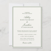 Old Money Dark Green Wedding Kaart (Voorkant)