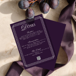 Old Money Dark Purple Wedding Details  Informatiekaartje