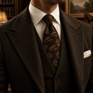 Old Money Dasbadger Bluebell Woodland Espresso Stropdas