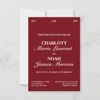 Old Money Elegant Burgundy Chic Luxury Wedding I Kaart