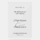 Old Money Elegant Calligraphy Wedding Welcome Acryl Bord (Voorkant)