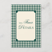 Old Money Emerald Ivory Checkered Wedding Details Informatiekaartje (Voorkant)