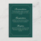 Old Money Emerald Ivory Checkered Wedding Details Informatiekaartje (Achterkant)