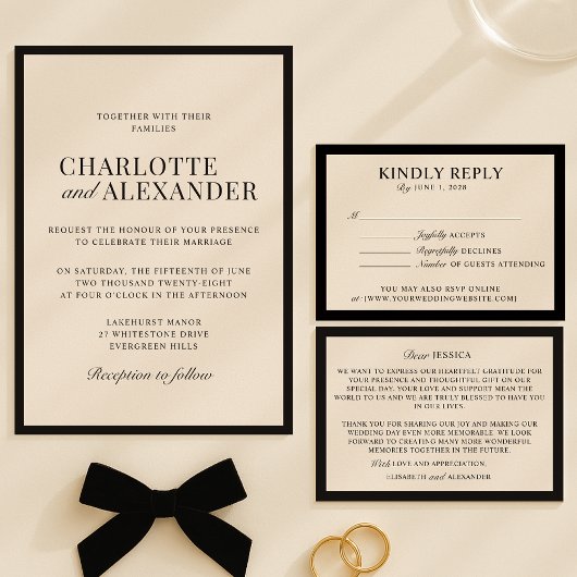 Old Money Esthetisch, gebroken wit, ingelijste bru Kaart