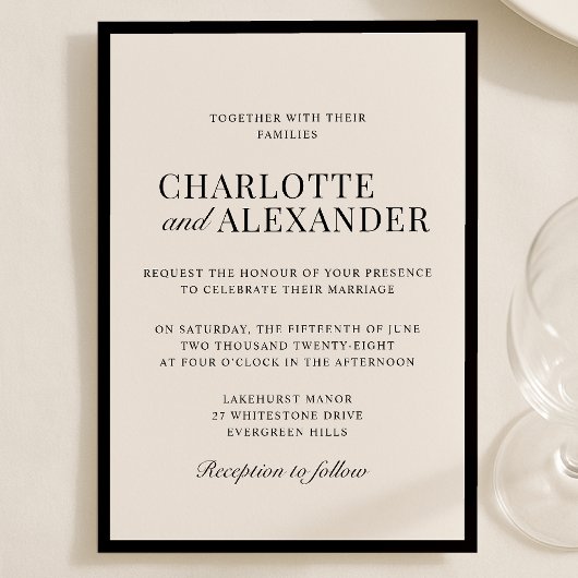 Old Money Esthetisch, gebroken wit, ingelijste bru Kaart