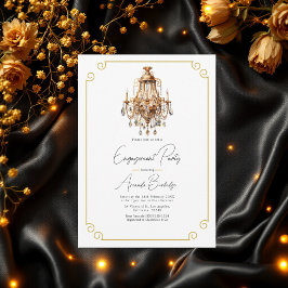 Old Money Esthetische Black & Gold Engagement Part Kaart
