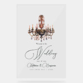 Old Money esthetische kroonluchter bruiloft welkom Acryl Bord (Voorkant)