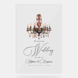 Old Money esthetische kroonluchter bruiloft welkom Acryl Bord