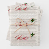 Old Money  krant stijl Santa Christmas Inpakpapier Vel (In situ)