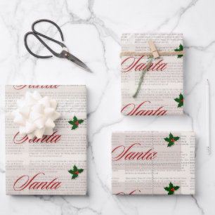 Old Money  krant stijl Santa Christmas Inpakpapier Vel