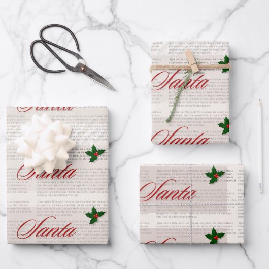 Old Money krant stijl Santa Christmas Inpakpapier Vel (Voorkant)