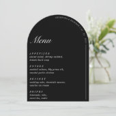 Old Money Minimalist Black Arch Wedding Menu Kaart (Staand voorkant)
