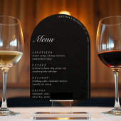 Old Money Minimalist Black Arch Wedding Menu Kaart