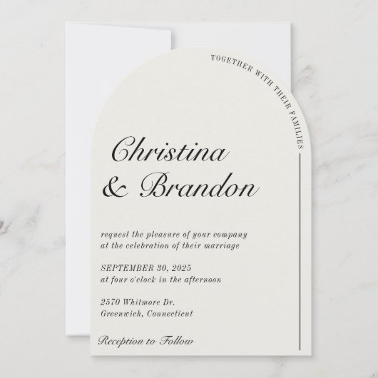 Old Money Minimalist Ecru White Uitnodiging voor e (Voorkant)