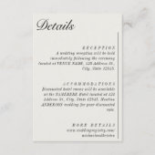 Old Money Minimalist Ecru White Wedding Details Informatiekaartje (Voorkant)