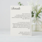 Old Money Minimalist Ecru White Wedding Details Informatiekaartje (Staand voorkant)